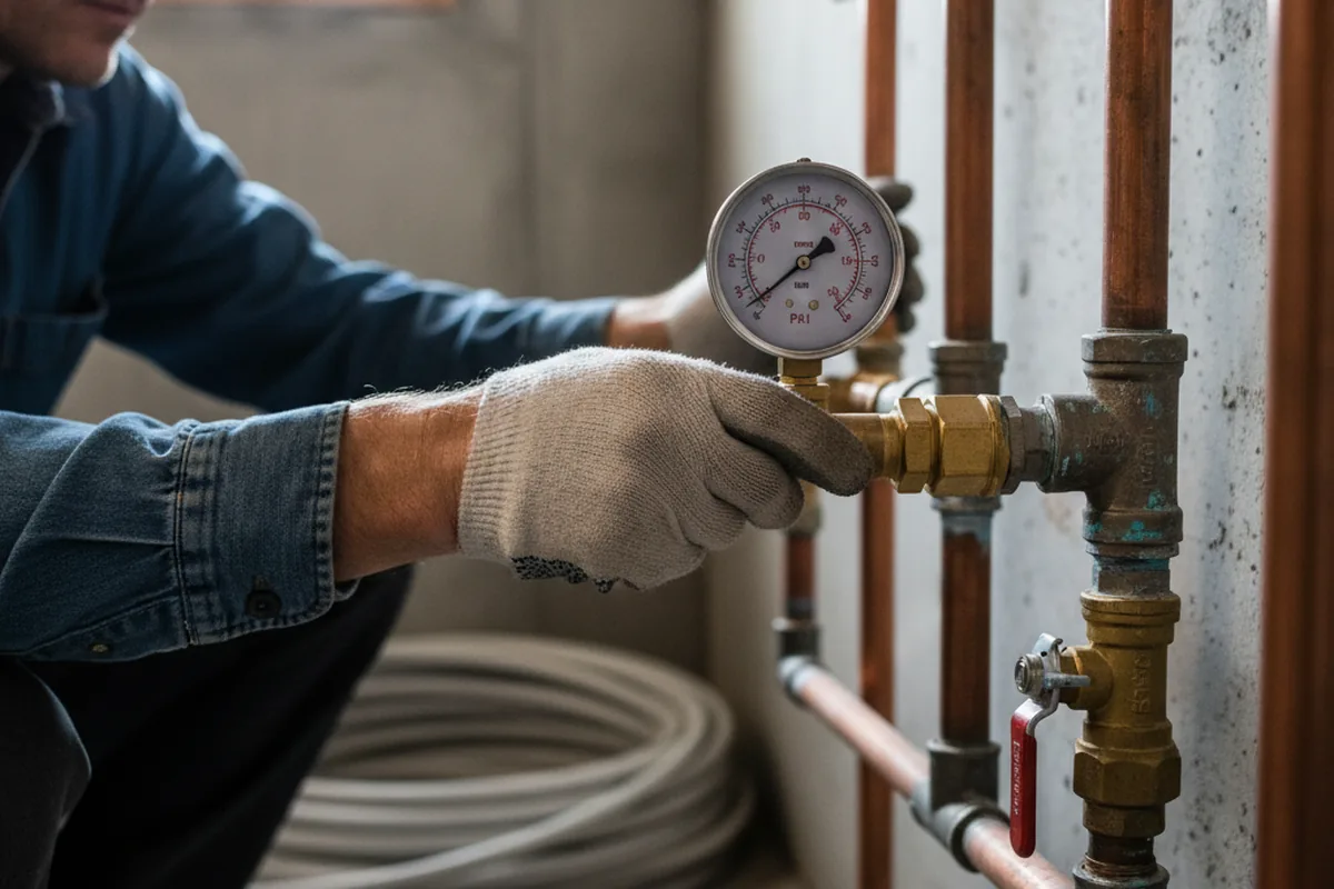 Pressure testing a repaired line during Water Line Repair in Windermere